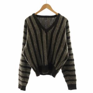 ニット セーター 長袖 ウール F グレー 茶 ブラウン MY64218 /AN39