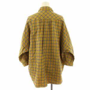BURBERRY BLUE LABEL チェックシャツ ドルマンスリーブ 七分袖 38 黄 イエロー
