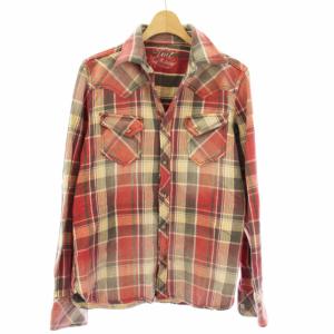 L/SL PREMIUM CHECK SHIRT ウエスタンシャツ チェック 長袖 M 赤 TSH-F1406