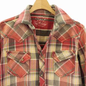 TMT L/SL PREMIUM CHECK SHIRT ウエスタンシャツ チェック 長袖 M 赤 TSH-F1406