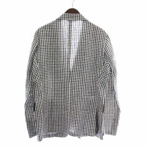 EPOCA UOMO テーラードジャケット ブレザー アウター シングル ギンガムチェック柄 麻 リネン 50 白 ホワイト
