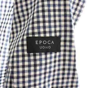 EPOCA UOMO テーラードジャケット ブレザー アウター シングル ギンガムチェック柄 麻 リネン 50 白 ホワイト