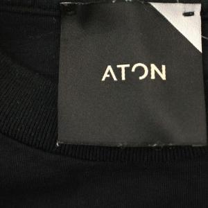 ATON ロンT 長袖 Tシャツ カットソー 無地 02 黒 ブラック /G