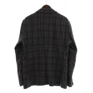 EPOCA UOMO テーラードジャケット ブレザー アウター シングル 総裏地 ウール チェック柄 50 グレー 紫 パープル