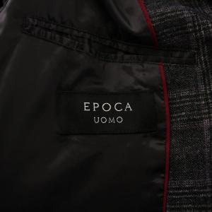 EPOCA UOMO テーラードジャケット ブレザー アウター シングル 総裏地 ウール チェック柄 50 グレー 紫 パープル