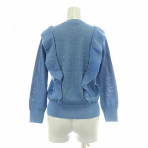 ANAYI ニット 長袖 クルーネック フリル ストレッチ 38 青 ブルー /BB