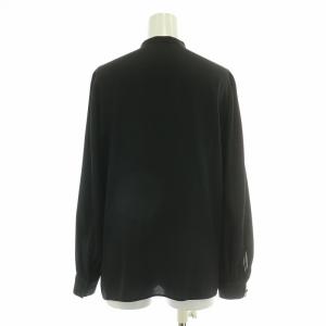 ANAYI シャツ ブラウス 長袖 バンドカラー フリル 38 黒 ブラック