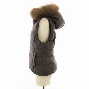 ANAYI 2WAY リバーシブルダウンベスト チェック ファー 38 グレー 緑 グリーン 174270292380