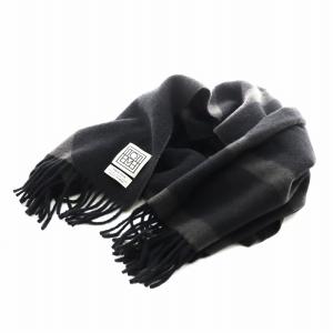 マフラー フリンジ ウール グレー 黒 ブラック /AN4