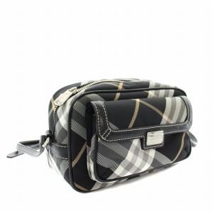 BURBERRY BLUE LABEL ショルダーバッグ ポシェット チェック柄 ナイロン 黒 ブラック 白 ホワイト ZAE08-110-09