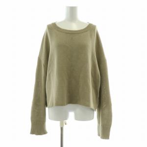 24SS Beauty ビューティープルオーバー ニット 長袖 ボートネック ストレッチ 無地 F ベージュ