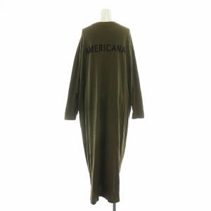 AMERICANA ワンピース マキシ ロング 長袖 クルーネック ストレッチ サイドファスナー F カーキ