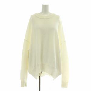 ベーシックニット 長袖 クルーネック ストレッチ 無地 F 白 ホワイト 23080500801010