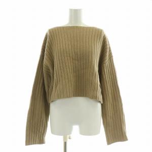 23AW リブニット セーター 長袖 クルーネック ショート丈 ウール F ベージュ /BB