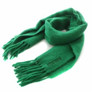 WOOL STOLE ウールストール マフラー フリンジ ストレッチ ロゴ 刺繍 F 緑 グリーン 22096570000630