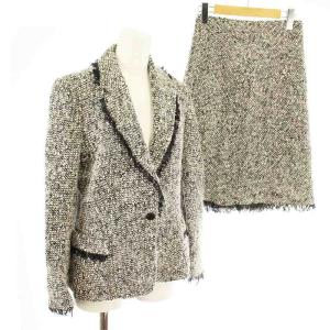 スーツ フォーマル セットアップ 上下 2点セット ツイード モヘア ジャケット スカート 38 黒 /MM