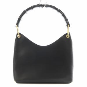 GUCCI ハンドバッグ ワンショルダーバッグ バンブーハンドル ポーチ付き レザー 黒 ブラック 001・1998・1883