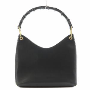 GUCCI ハンドバッグ ワンショルダーバッグ バンブーハンドル ポーチ付き レザー 黒 ブラック 001・1998・1883