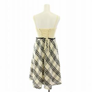 BURBERRY BLUE LABEL キャミワンピース ニットワンピース ひざ丈 チェック柄 アンゴラ混 アルパカ混 38 アイボリー 黒 ブラック FMF24-731-02