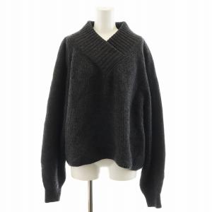 23AW OLBIAアゼVネック プルオーバー ニット セーター 長袖 シルク混 絹 カシミヤ混 グレー