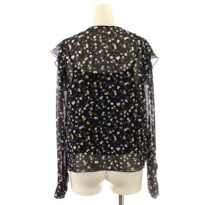 SEE BY CHLOE ブラウス シャツ プリーツ フリル 花柄 シアー シースルー 長袖 34 青 ブルー /DK