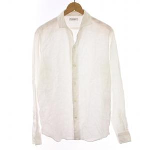 リネンシャツ スキッパー 長袖 L 白 ホワイト 1211-105-8241