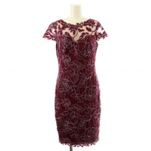 タグ付き ワンピース ドレス タイト ひざ丈 レース 花柄 半袖 2 ボルドー /DK