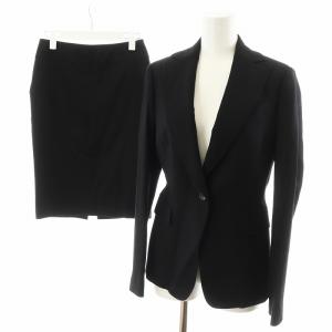 スーツ セットアップ テーラードジャケット シングル タイトスカート ひざ丈 アンゴラ混 38 36 黒