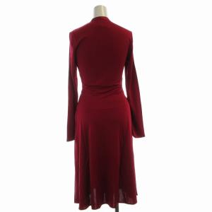 ISSA LONDON タグ付き ワンピース ミモレ ロング カシュクールネック 長袖 UK6 赤 レッド 14-04-00446