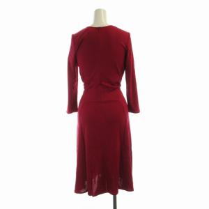 ISSA LONDON タグ付き ワンピース ひざ丈 Vネック 絹 シルク 七分袖 UK6 赤 レッド 14-04-00449