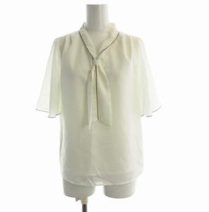 タグ付き シャツ ブラウス ボウタイ 半袖 S 白 ホワイト グレー 017-4110412 /RO