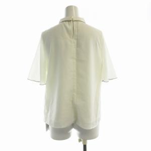 NATURAL BEAUTY BASIC タグ付き シャツ ブラウス ボウタイ 半袖 S 白 ホワイト グレー 017-4110412 /RO