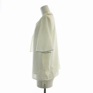 NATURAL BEAUTY BASIC タグ付き シャツ ブラウス ボウタイ 半袖 S 白 ホワイト グレー 017-4110412 /RO