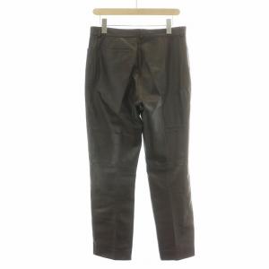 GUCCI レザーパンツ スラックス ジップフライ ストレッチ 44 茶 ブラウン /BB