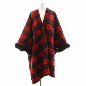 チェックリバーストール ファー 36 赤 レッド 黒 ブラック 1848 4501-0 /AN36