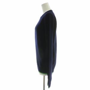 COMME des GARCONS SHIRT ニット セーター 長袖 クルーネック ウール 薄手 S 紺 ネイビー 緑 グリーン /BB