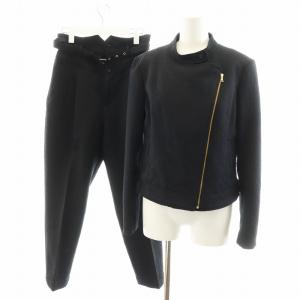 コットンジャガードライダースジャケット ジャガードパンツ セットアップ 40 ブラック