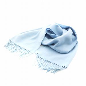 マフラー フリンジ カシミヤ 水色 ライトブルー /AN28 OH