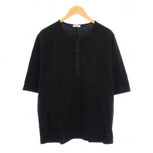 オーバル五分ヘンリー Tシャツ ハーフボタン 無地 L 黒 ブラック R241206 /BB