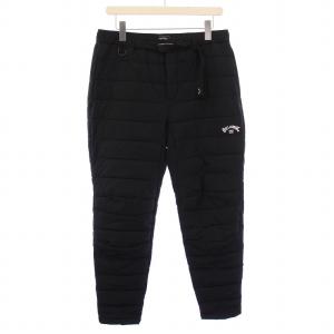 ADIV PUFF PANT ロングパンツ 中綿 ベルト ジップフライ ロゴ プリント L 黒 ブラック