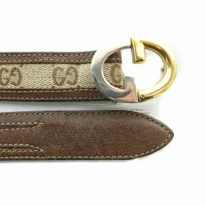 GUCCI ベルト GGキャンバス レザー ロゴ 70/28 茶 ブラウン ベージュ