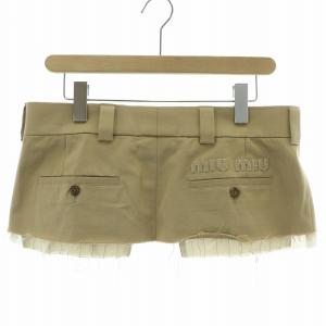 miumiu チノプリーツミニスカート カットオフ 38 ベージュ