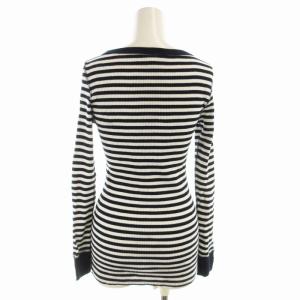 HYKE カットソー Tシャツ リブ 長袖 ボーダー 白 ホワイト /EE