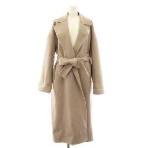 ウールリバービッグカラーコート 912129-9124 ロング トッパー ウール ベルト付き 2 グレージュ