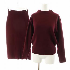 セットアップ ビルドネックプルオーバー ニット タイトスカート ロング丈 34 S 紫 パープル 22-02-84-02104