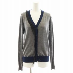 21AW カーディガン ウール シルク S グレー ネイビー S51HA1122