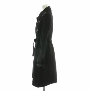 Lois CRAYON HIGH STYLE FAMILY ステンカラーコート アウター ロング丈 ビジュー 裏地総柄 ウール