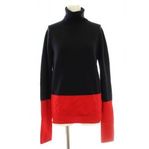 17080586103030 ニット セーター 長袖 タートルネック バイカラー ウール 紺 ネイビー