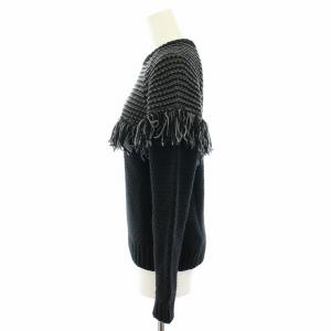 JOHN LAWRENCE SULLIVAN ニット セーター クルーネック 長袖 フリンジ ONE 黒 ブラック グレー KT16-54-52 /YT