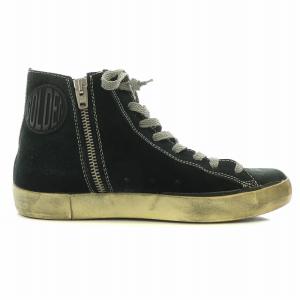 GOLDEN GOOSE DELUXE BRAND FRANCY ハイカットスニーカー シューズ スエード ロゴ ダメージ加工 24cm 黒 ブラック